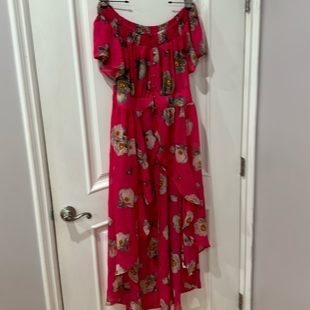 Live 4 truth flower printed cold shoulder high-low sheer coverup dress size 1X
